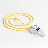 HODASHI 1Pc Metal Whistle with Lanyard Outdoor Tools Referee Whistle Training School Football Soccer Rugby Sport Loud Coach Referee Whistle (Yellow Lanyard)