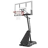 Basketball Hoop Outdoor,Portable Basketball Hoop with Impact Resistant PC Backboard,10FT Height Quickly Adjustable Basketball Goal System with Rebound Plate (White and Black, 43 inch Backboard)