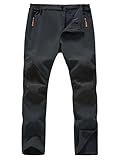 SPOSULEI Mens Ski Waterproof Insulated Pants Fleece Lined Softshell Snow Hiking Snowboard Outdoor Pants with Zipper Pockets Dark Grey36Wx32L