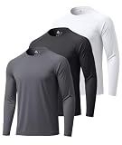 3 Pack Active Long Sleeve Shirts for Mens Running Tops | Loose Fit,Breathable,Moisture Wicking,Quick Dry,Running,Hiking,Cycling,Athletic,Sun Protection,UPF,UV,Base Layer