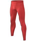 Red Men's Athletic Compression Pants Cool Dry Gym Leggings Workout Tights Baselayer Running Yoga Football Basketball