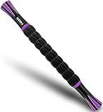 MZDXJ Massage Roller Stick for Athletes, Help Reducing Soreness Cramping Tightness Leg Arms Back Calves Muscle Massager, Purple Black- 18 inch