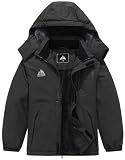 SOBAPRA Kids Waterproof Ski Jacket Warm Winter Coat Boys and Girls Fleece Lined Hooded Rain Jacket