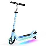 LINGTENG Children's Electric Scooter is Suitable for Children Aged 6-9, Electric Scooter for Kids, 4 Height Adjustable Scooter with Cool Rainbow Lights, 2 Adjustable Speeds, Ideal Gift for Kids