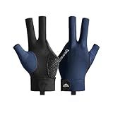 Wnddle Pool Glove Left Hand, Billiards Glove, Billiard Pool Gloves for Left Hand 3 Finger, Snooker Cue Sport Glove Popular Sizes for Men & Women (Blue)