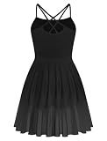 IBAKOM Women Ballet Leotard Dress Criss-Cross Dance Outfits Black Large