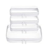 WELPIRT 4 pcs Clear Zipper Pouches,Hard Shell Zipper Case