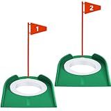 Sotiff 3 Pcs Golf Putting Practice Cup Hole Training Aids Golf Accessories Training Putters with Plastic Flag for Adult Office Garage Yard Indoor Outdoor Practice (Red)