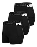 Runhit 3" Volleyball Shorts Womens 3 Pack Compression Shorts for Women Spandex Shorts Women with Pocket Workout Athletic Black Black Black M