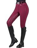 Harrison Howard Full-Seat Silicone Breeches for Women Horse Riding Pants Slip-Resistant Riding Tights Equestrian Women,Burgundy,S