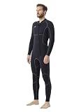 Hevto Men Wetsuit 3/2mm Neoprene Full Suit Front Zip (Black, LT)