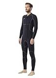 Hevto Men Wetsuit 3/2mm Neoprene Front Zip Full Wet Suit in Cold Water for Surfing Swimming SUP Snorkeling Diving (M2-Black, LS)