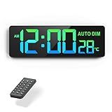 REACHER 16.5" Large Digital Wall Timer Clock with Countdown Timer, Auto Dimmer, Temperature, Remote Control, LED Wall Clock for Office, Home Decor, Kitchen, Living Room, Gym, Classroom