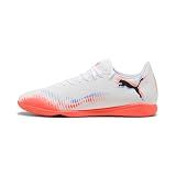 Puma Men's Future Play Indoor Trainer Soccer Shoes, White-Black-Glowing Red AH25, 8
