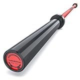 E.T.ENERGIC Olympic Barbell 7ft 1500LB Capacity - Durable Hard Chrome Strength Training Bar with 28mm Grip & Needle Bearings - Powerlifting & Weightlifting Barbell for Deadlifts Squats Bench Press Home Gym Fitness Equipment, Black&Red