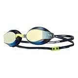 TYR Blackops 140 EV Racing Goggles – Mirrored Swim Goggles for Men & Women, Anti-Fog, UV Protection, Low Profile Competitive Swimming (Gold/Navy)