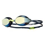 TYR Blackops 140 EV Racing Goggles – Mirrored Swim Goggles for Men & Women, Anti-Fog, UV Protection, Low Profile Competitive Swimming (Gold/Navy)