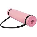 Fitvids 1/2-Inch Thick High Density Foam Exercise Yoga Mat with Carrying Strap, For Cushioning The Body Against Hard Floors, Pale Pink