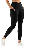 Vertvie Women's High Waisted Leggings Crossover V Waist Butt Lift Yoga Pants Athletic Tummy Control Workout Leggings(Black,Medium)
