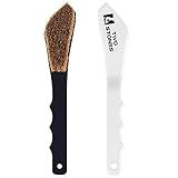 Boar Hair Rock Climbing Brush with Ergonomic Handle, Bouldering Boulder Brush as Durable Cleaning Tool for Chalk and Climbing Holds on Wall Indoor or Outdoor (Black&White)