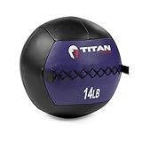 Titan Fitness 14 LB Soft Leather Medicine Wall Ball, Purple Color-Coded Weighted Wall Ball, Full Body Dynamic Exercise Med Ball, Core Fitness, Strength Training, Exercise Conditioning