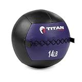 Titan Fitness 14 lb Soft Leather Medicine Wall Ball, Purple Color-Coded