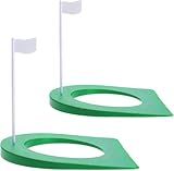 Golf Putting Cup and Flag Putt Training Hole All-Direction Surface Regulation Practice Cups for Men Women Kids Indoor Outdoor Home Office Backyard Golfing (2 Pcs Green Cup with White Flag)