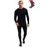 100% Merino Wool Base Layer Men Set - Thermal Underwear for Men Long Johns (Large, 250 Black)