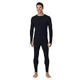 Cuddl Duds Mens Heavyweight Fleece Lined 2 Piece Thermal Underwear Set – Long Sleeve Shirt & Leggings Base Layer for Cold Weather – Winter Clothing Long Johns Lounge Sets for Men, Black, L