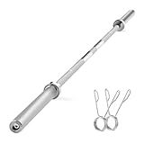 PayLessHere 7Ft Olympic Barbell: 700lbs Capacity Solid Chrome BarBell Bar for Strength Training, Weightlifting, and Powerlifting(2Inch Diameter)