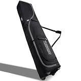 TurnWay Padded Ski Bag with Wheels for Air Travel, Double Rolling Snowboard Bag Heavy Duty Waterproof for Storage & Transportation of Snowboard/Ski Gear (Black)