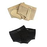 Wuchieal 2 Pairs Women's Dance Paws Pad Foot Thongs Toe Undies Half Lyrical Shoes Socks (Champagne&Black,XL)