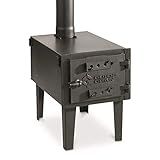 Guide Gear Outdoor Wood Burning Stove; Portable with Chimney Pipe for Cooking and Camping