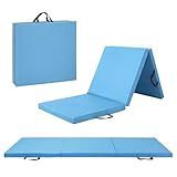CAP Barbell Folding Exercise Mat – Durable, Anti-Tear, Thick Padding for Fitness, Aerobics, Gymnastics & Home Workouts. 72"L x 24"W x 2"Thick. BLUE