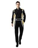 J-RACING® Racing Suit Karting Suit/Race/Rally Go Kart Auto Racing Fire SFI 3.2A/1 (Black/Yellow-L)