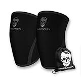 Gymreapers Knee Sleeves (1 Pair) with Gym Bag - IPF Approved - Support Compression Brace for Squats, Fitness, Weightlifting, Cross Training, Powerlifting - 7MM Neoprene Sleeves - For Men & Women (Black/Black, Large)