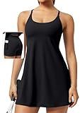 Ewedoos Athletic Tennis Dress for Women with Shorts Underneath Easy Peezy U Neck Adjustable Straps Active Workout Dress
