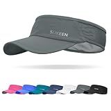 Sukeen Sports Sun Visor Men Women Lightweight Packable Cooling Stretchy Visor Hat for Running, Tennis, Golf Grey