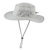 Home Prefer UPF50+ Mens Sun Hat Wide Brim Fishing Hat Airy Womens Bucket Hat UV Protection Hat for Mens Womens Beach Safari Gardening Golf Grey