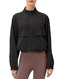 Locachy Women's Lightweight Zip Up Athletic Jacket Stand Collar Windproof Sun Protection Workout Outdoor Jacket Black M