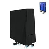 Saking Ping Pong Table Cover, Heavy Duty Table Tennis Table Cover Waterproof Sunproof Indoor & Outdoor, Fits Universal 9x5 FT Folding Tables, Windproof Cover with Zipper & Buckles, Black