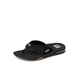 Reef Fanning Mens Bottle Opener Flip Flop, Arch Support, Durable Outsole, Water Friendly, Black/Silver, 10