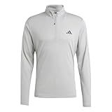 adidas Men's Train Essentials Training Quarter-Zip Long Sleeve T-Shirt, Medium Grey Heather, Medium