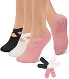 Diu Life 3 Pack Pilates Socks Yoga Socks with Grips for Women Non Slip, Workout, Pure Barre, Ballet, Dance, Hospital Socks