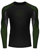 Runhit BJJ Rashguard for Men Jiu Jitsu Compression Shirts Long Sleeve MMA No GI Wrestling Grappling Martial Arts Sports Base Layer Army Green L