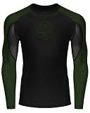 Runhit BJJ Rashguard for Men Jiu Jitsu Compression Shirts Long Sleeve MMA No GI Wrestling Grappling Martial Arts Sports Base Layer Army Green M