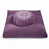 hunnidspace Meditation Cushion Set Zafu & Zabuton – Buckwheat Hull & Memory Foam, Adjustable Floor Pillow for Yoga, Meditation & Sitting, Removable Velvet Cover (Purple)