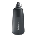 LifeStraw Peak Series — Collapsible Squeeze Bottle Water Filter System BPA Free - 650 ml for Trail Running, Camping, Hiking, Travel, Cycling, and Fishing; Dark Mountain Gray