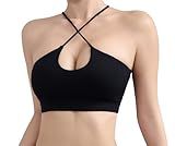 Le&Chung Crisscross Strappy Cut-Out Padded&Cross-Back Sports Bras for Women-Medium Support&Breathable for Yoga Gym Workout (US, Alpha, Small, Regular, Regular, Black)