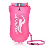 Swim Buoy for Open Water, 20L Swim Safety Float Waterproof Dry Bag for Swimmers Triathletes Kayakers Snorkelers, Swimming Pull Buoy for Safer Swim Training (Light Pink)